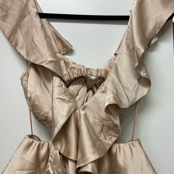 Show Me Your Mumu Zoey Midi Dress in Champagne Luxe Satin size XS - Picture 7 of 10